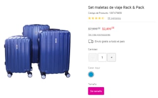 Set de 3 maletas por $2,499 en Soriana