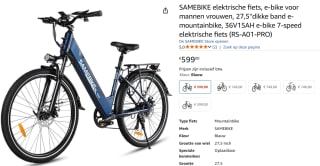SAMEBIKE elektrische fiets, e-bike voor mannen vrouwen, 27,5'' voor €599 bij Amazon