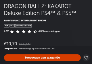 Dragon Ball Z Kakarot Deluxe Edition voor €19,79 in de PlayStation store