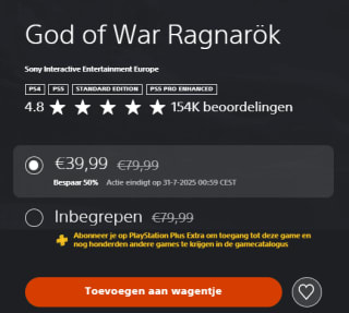 God of War Ragnarök voor €39,99 in de Playstation Store