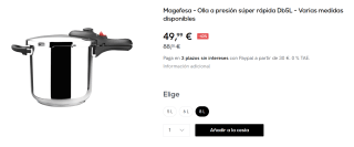 Olla a presión súper rápida Magefesa Db5L de 8L por 49.99€
