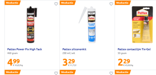 Diverse Pattex artikelen vanaf €1,49 bij de Action
