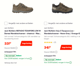 Tot 75% korting op Jack Wolfskin wandelschoenen bij Bol.com