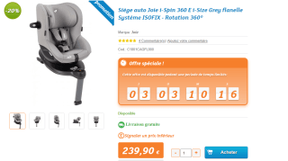 Siège auto Joie i-Spin 360 i-Size  à 239,90€