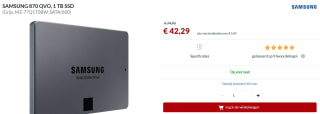Samsung 870 QVO, 1 TB SSD voor €42,29 bij Alternate