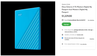 Disco Externo Western Digital 4TB My Passport por $1,229 en Bodega Aurrera