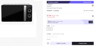 Microondas Plateado de 700W con 6 Niveles, marca Cecotec por 33,32€