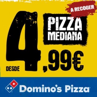 Pizza Mediana para recoger por 4,99€ en Dominospizza