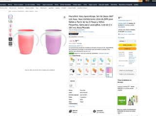 2 Vaso Aprendizaje Vasos 360° con asas Munchkin por solo 9,49€