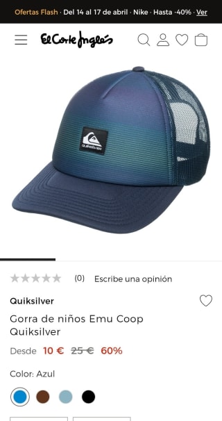 Quicksilver Gorra Infantil por 10€.