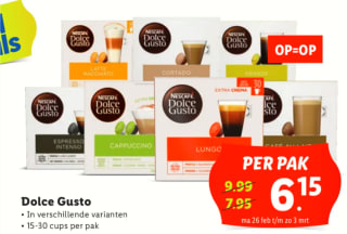 Dolce Gusto 15-30 cups per pak voor €6,15 bij de Lidl