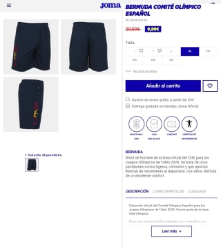 Pantalón JOMA olimpiadas Tokio España bermuda por 9,99€