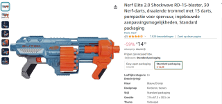 Nerf Elite 2.0 Shockwave RD-15-blaster met 30 Nerf-darts voor €14,99 bij Amazon