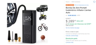 Compresor de Aire Portátil Inalámbrico por $289 en Mercado Libre