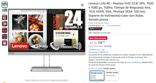 Lenovo L24i-40 Monitor FHD 23.8" por 74,99€