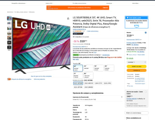 Smart TV LG 50UR78006LK 50" 4K UHD HDR10 por solo 359€