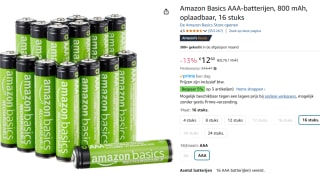 Amazon Basics 16 oplaadbare AAA-batterijen, 800 mAh voor €12,60