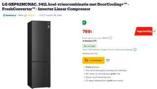 LG 341L koel-vriescombinatie met DoorCooling voor €789 bij Bol.com