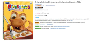 6 Paquetes de Artiach Galletas Dinosaurus a Cucharadas Cereales, 320g por 9.17€