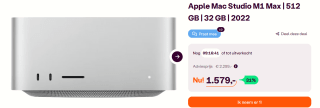 Apple Mac Studio MJMV3FN/A Desktop voor €1579 bij iBOOD