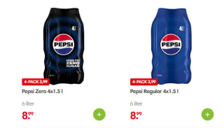 Pepsi Regular/Zero 4-pack 1,5 liter voor €3,99 bij de Dekamarkt