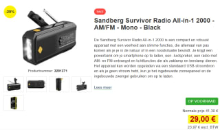 Sandberg Survivor Radio All-in-1 2000 voor €29 bij Proshop