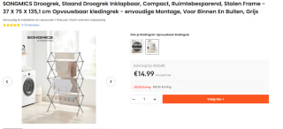 Songmics opvouwbaar droogrek met stalen frame voor €14,99 bij Ochama