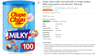 Chupa Chups Lollis Milky 100 stuks voor €11,99 bij Amazon.