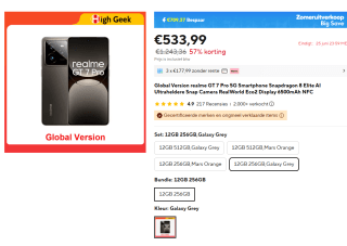 Realme GT 7 Pro 256GB voor €533,99 bij Aliexpress