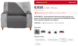 Funda protectora bicolor para sillón de 1 Plaza por 0,01€