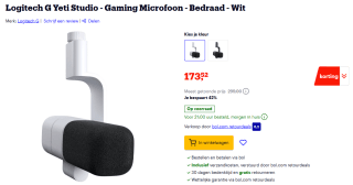 Logitech G Yeti Studio microfoon voor €173,52 bij Bol