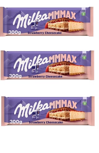 Pack 3 Tabletas de Milka MMMAX Cheesecake chocolate con leche relleno con tarta de queso tableta 300 g por 6.44€