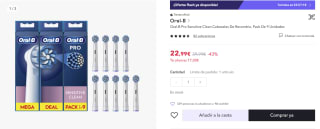 Pack 9 unidades Oral-B Pro Sensitive Clean Cabezales De Recambio por 22,99€ (cuenta nueva 10,99€)