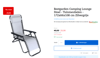 Bestgarden Camping Lounge Stoel voor €29,95 bij Petsplace