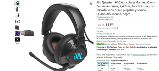 auriculares gaming de la marca JBL, tienen muy buena calidad de sonido por 111€