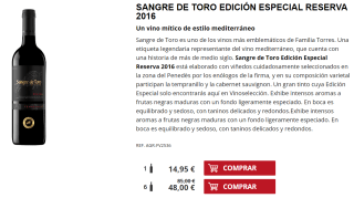 6 Botellas de Sangre de Toro Edición Especial Reserva 2016 por 38€