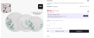 Vajilla 18 Piezas LORA Cerámica La Mediterránea por 22.3€ (Cuenta Nueva 13.38€)