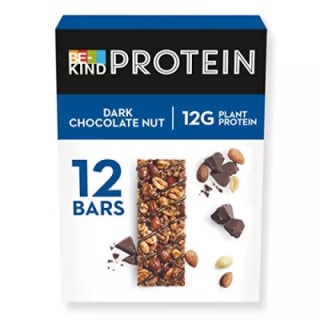 Be-Kind Barrita de Proteina con Frutos Secos Tostados, Nuez y doble Chocolate Negro Pack de 12 por 10,50€.