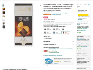 5 Tabletas de chocolate negro con naranja LINDT 100g por 7,21€