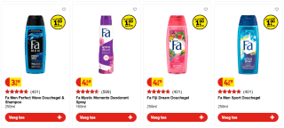Alle Fa deodorant en douche voor €1 bij Kruidvat