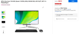 Ordenador All in One Acer C24-420, Ryzen 3 3250U, 8GB, 256GB SSD, LED 23,8", Wi11 H por 569€
