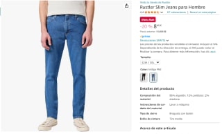 Rustler Slim Jeans para Hombre en dos colores por 8,80€