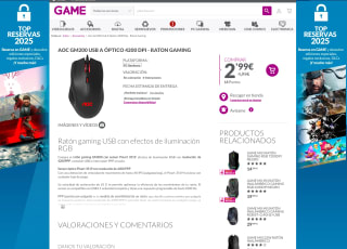 Raton AOC GM200 USB A Óptico 4200 DPI Gaming por solo 2,99€