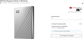 WD My Passport Ultra 2TB voor €59,77 bij de MediaMarkt