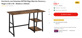 Mesa Escritorio con Estantes MITSAI por 49,99€