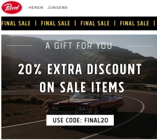 20% extra korting op de sale bij Petrol industries