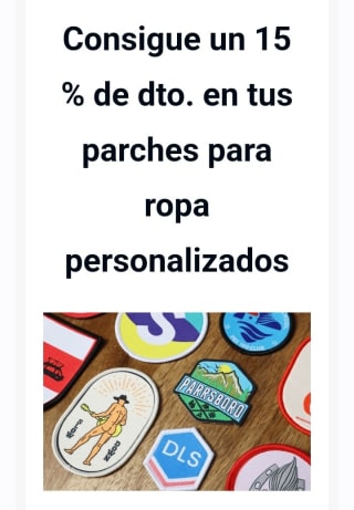 -15% en Parches para ropa personalizados.