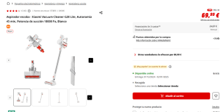 Aspirador escoba Xiaomi Vacuum Cleaner G20 Lite por 69,99€