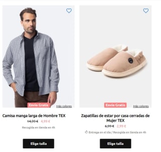 Recopilación desde Carrefour ropa, calzado y accesorios con envío gratis