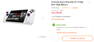 Asus Rog Ally Z1 512GB 16GB por $ en Linio con PayPal
